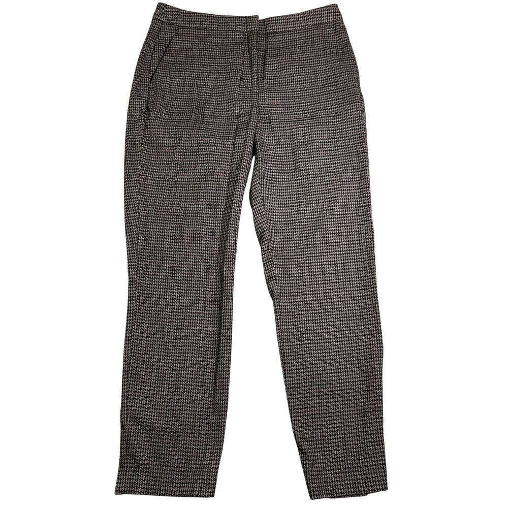 H&M Brown Houndstooth Ankle Pants Women's 6 Dark Academia Scholar Bookish